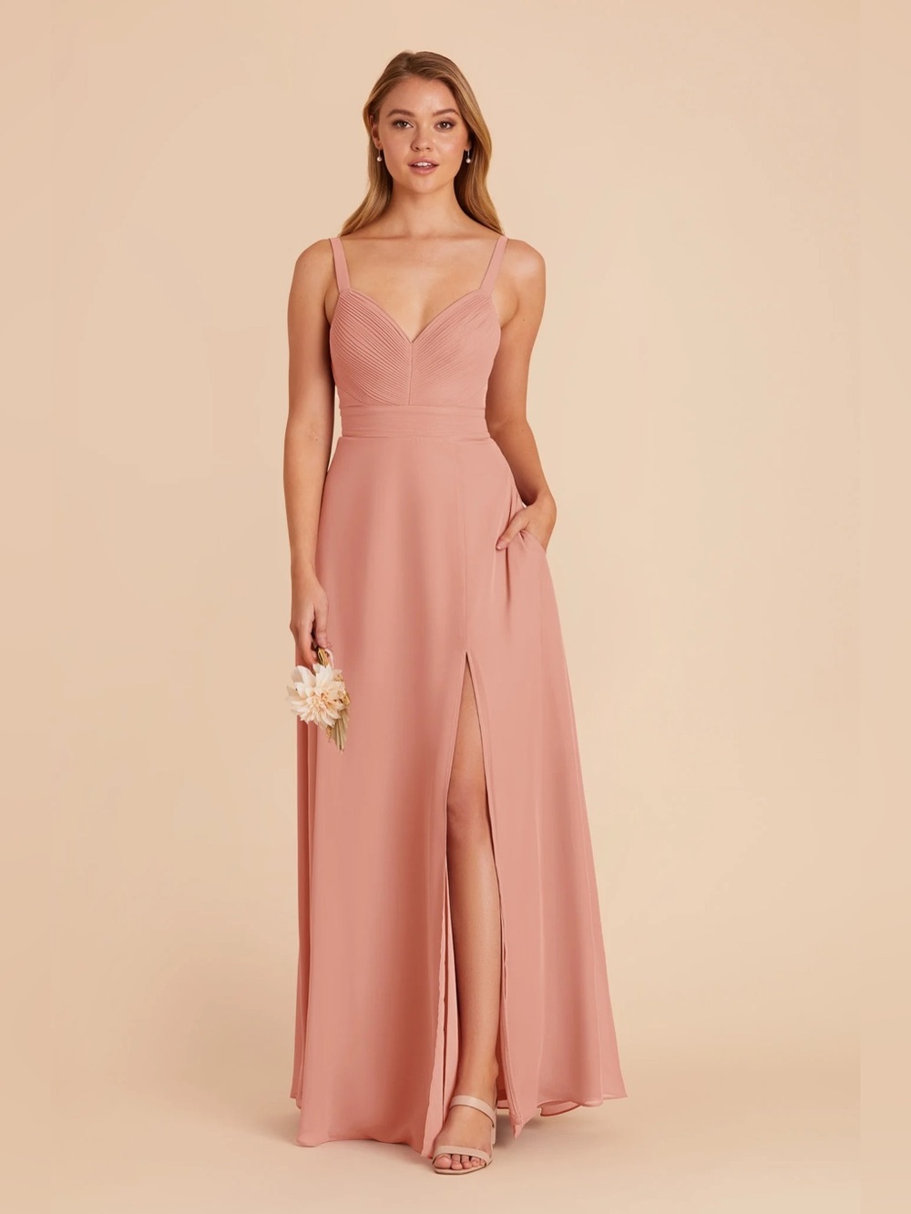Birdy Grey Dusty Rose in Chiffon bridesmaid dress with front slit medium